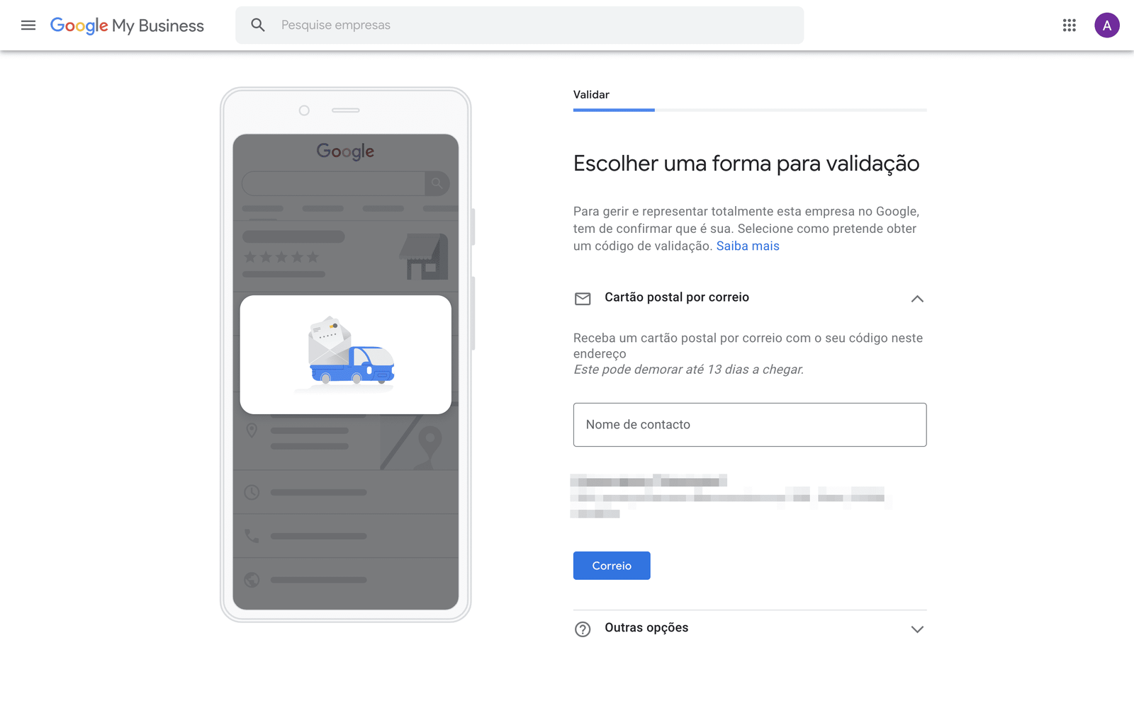 Verificar empresa com a Carta do Google